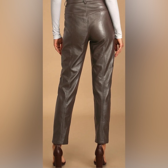 Lulu faux leather chocolate pants - Picture 5 of 8